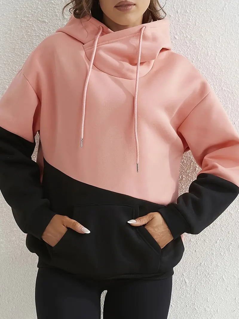 Modische Damenhoodie Farbblock Design