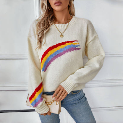 Bunte Strickpullover Regenbogen Farben - IdealeKleiden
