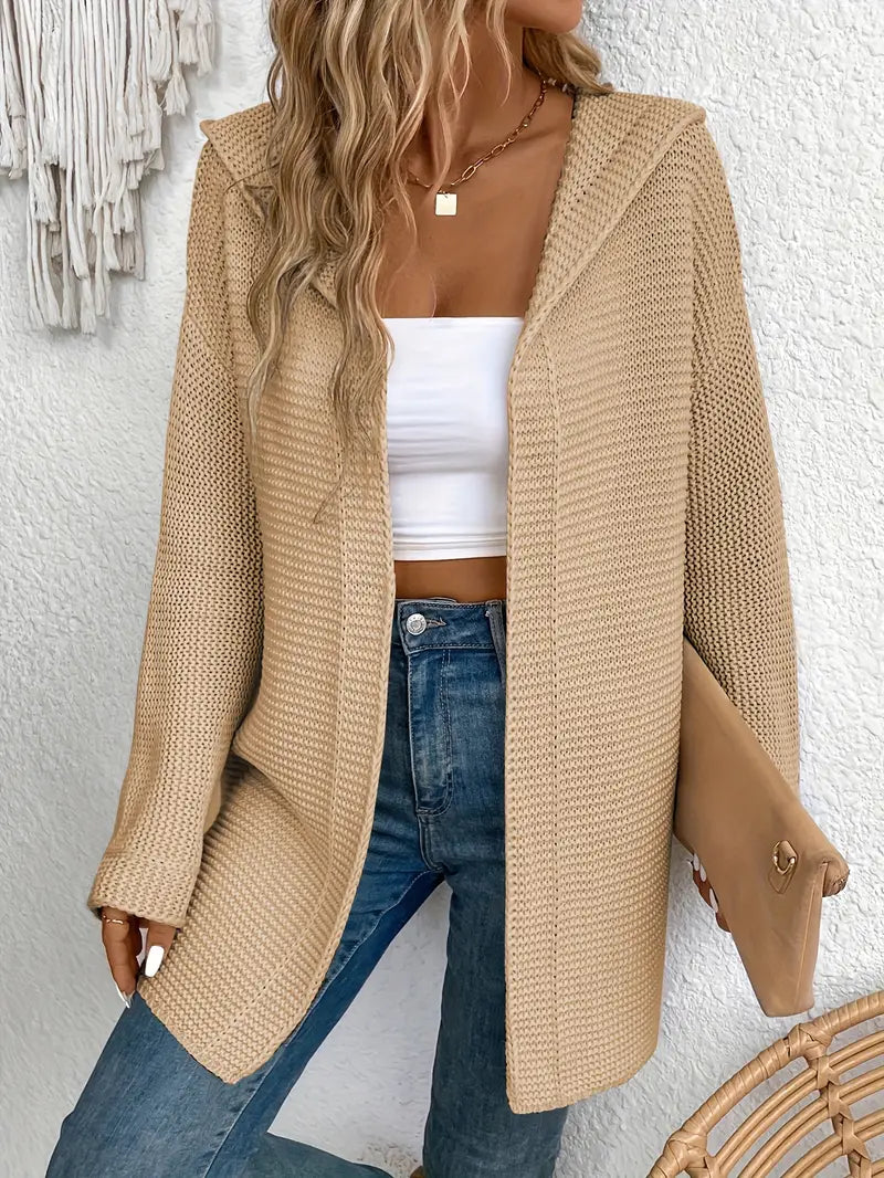 Praktische Strickjacke mit Verstellbarer Kapuze
