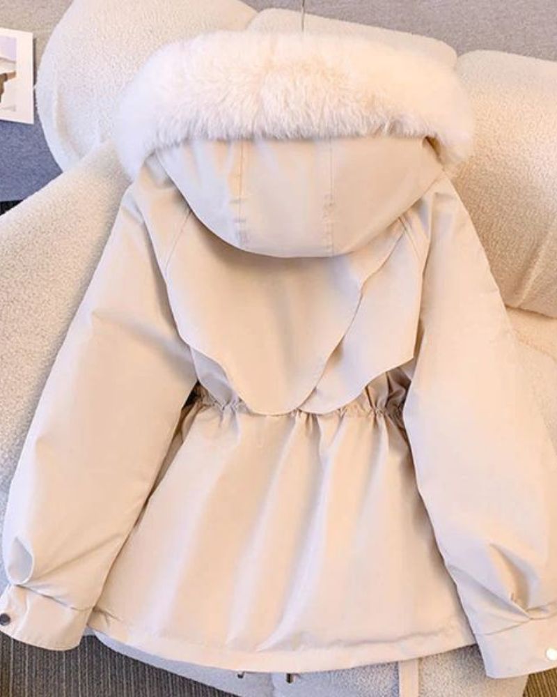 Eleganter Damenmantel Faux-Fur-Kragen Luxus Design - IdealeKleiden