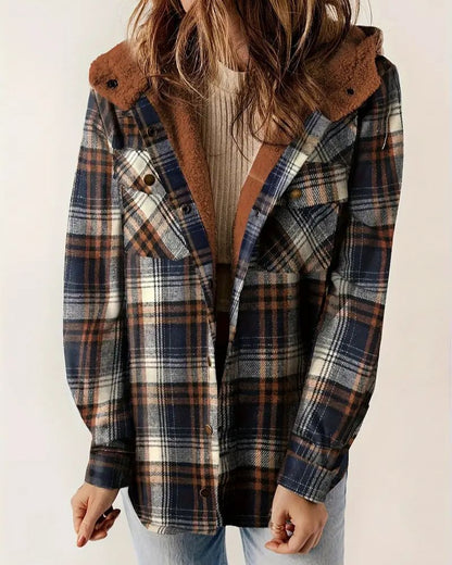 Kariertes Sherpa Jacket Damen