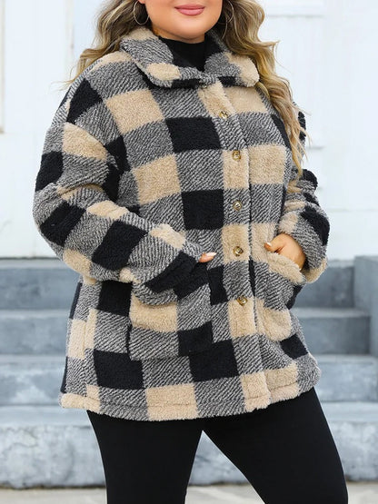 Übergroße Karierte Wolljacke Gemütlich