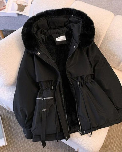 Eleganter Damenmantel Faux-Fur-Kragen Luxus Design