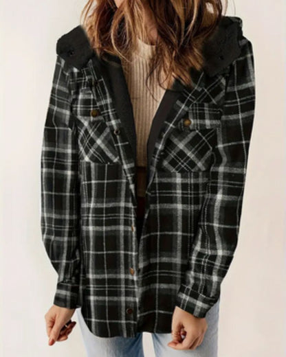 Kariertes Sherpa Jacket Damen