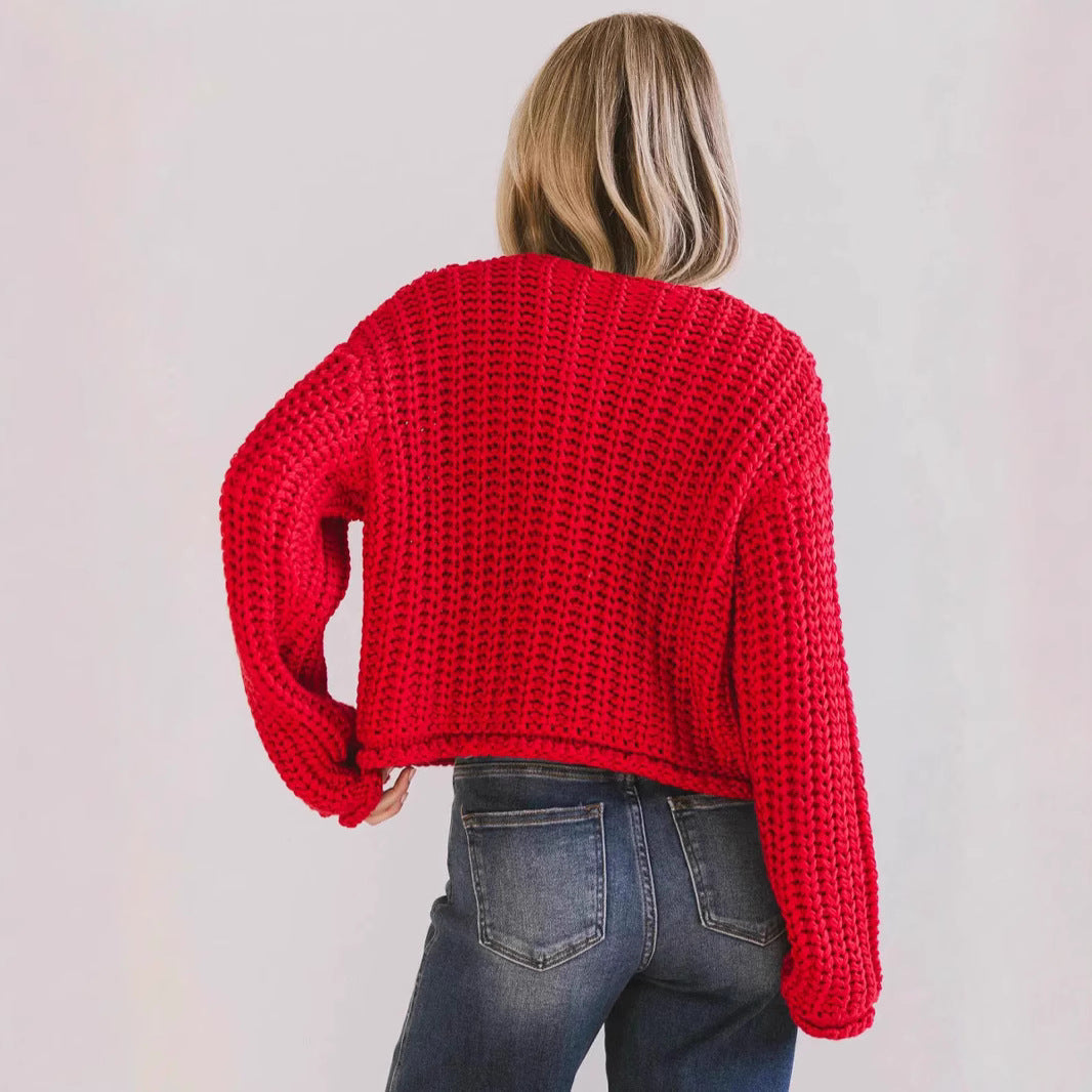 Stilvolle Damenstrickjacke mit Knöpfen und Taschen - IdealeKleiden