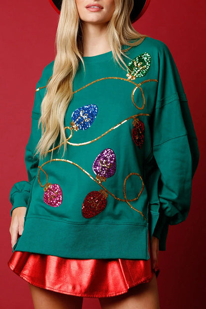 Weihnachtspullover Glitzer Pailletten Sweatshirt
