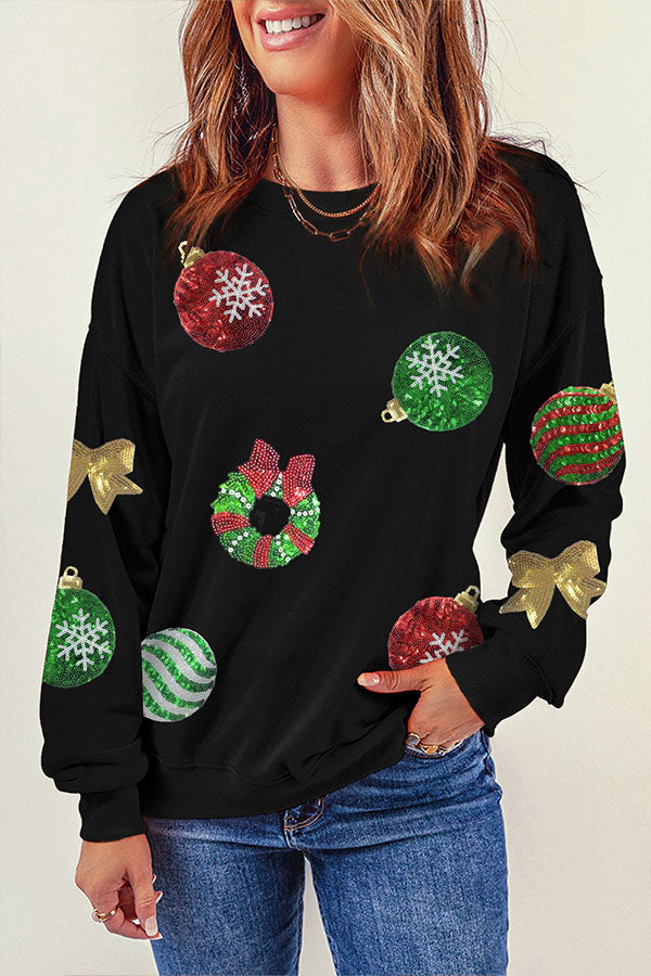 Weihnachtspullover Glitzer Pailletten Design - IdealeKleiden