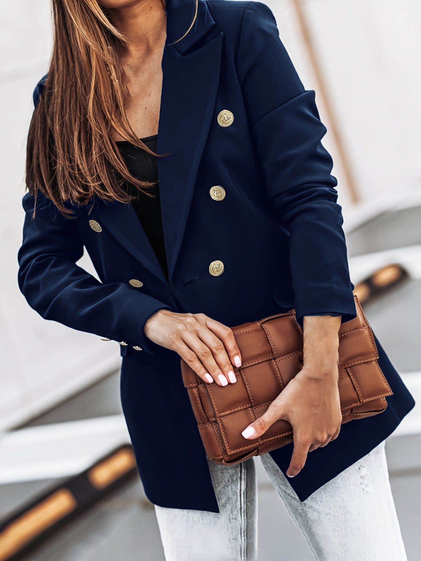 Isabella Damen Blazer Modern Doppelknopf Design