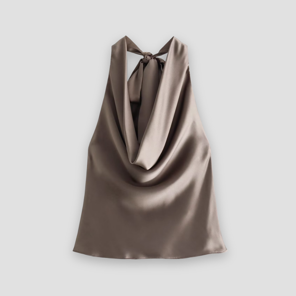 Seidene Damen-Top mit Halsbinder - IdealeKleiden