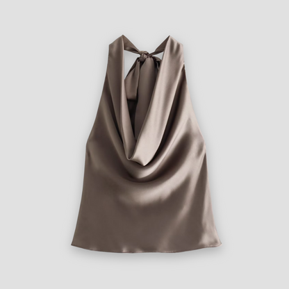 Seidene Damen-Top mit Halsbinder - IdealeKleiden