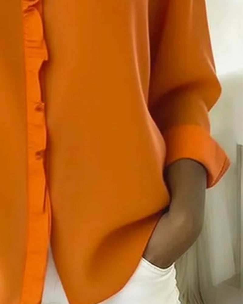 Frauen Bluse Rüschen V-Ausschnitt Elegance - IdealeKleiden
