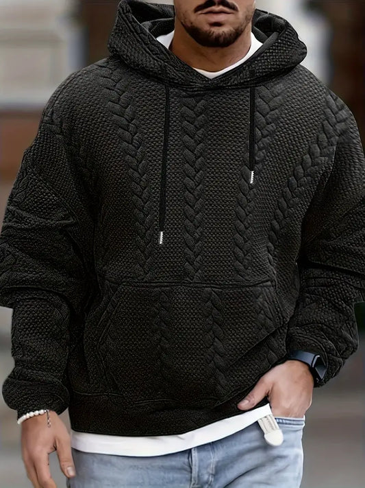 Herren Pullover Retro Kapuze Zopfdesign - IdealeKleiden