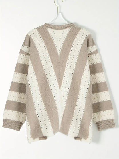 Stylisher Streifenpullover V-Ausschnitt Damen