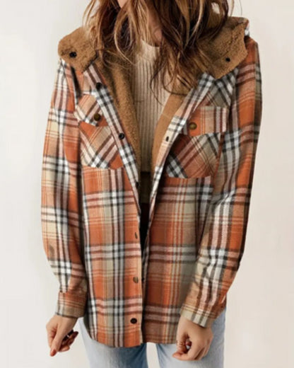Kariertes Sherpa Jacket Damen