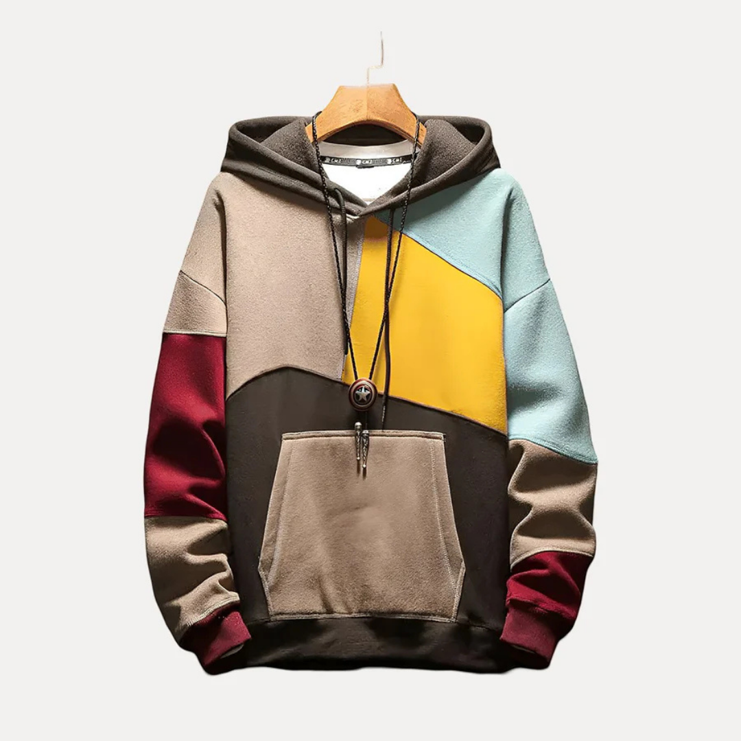 Stylischer Herren Hoodie mit Strickmuster & Trenddruck