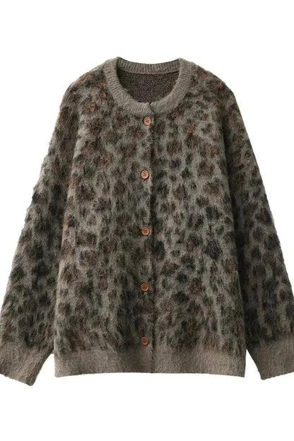 Stilvolle Strickjacke Leopardenmuster Elegantes Design