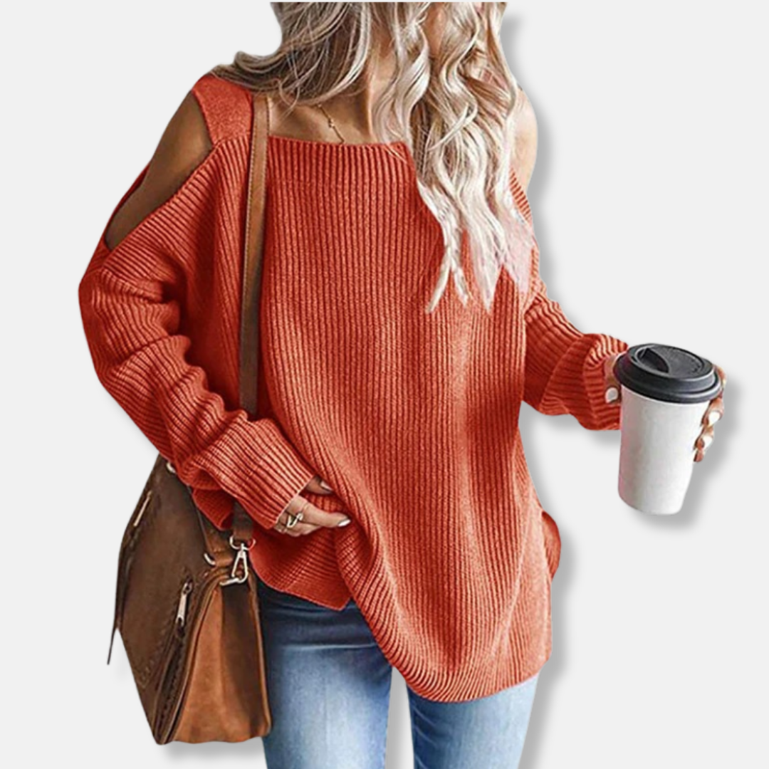 Kuscheliges Sweatshirt Offene Schulter Lockere Fit