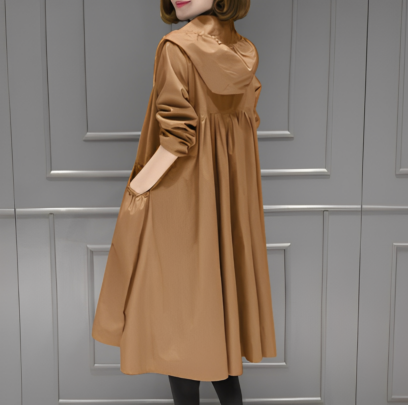 Stylischer Damen Regenmantel Kapuze