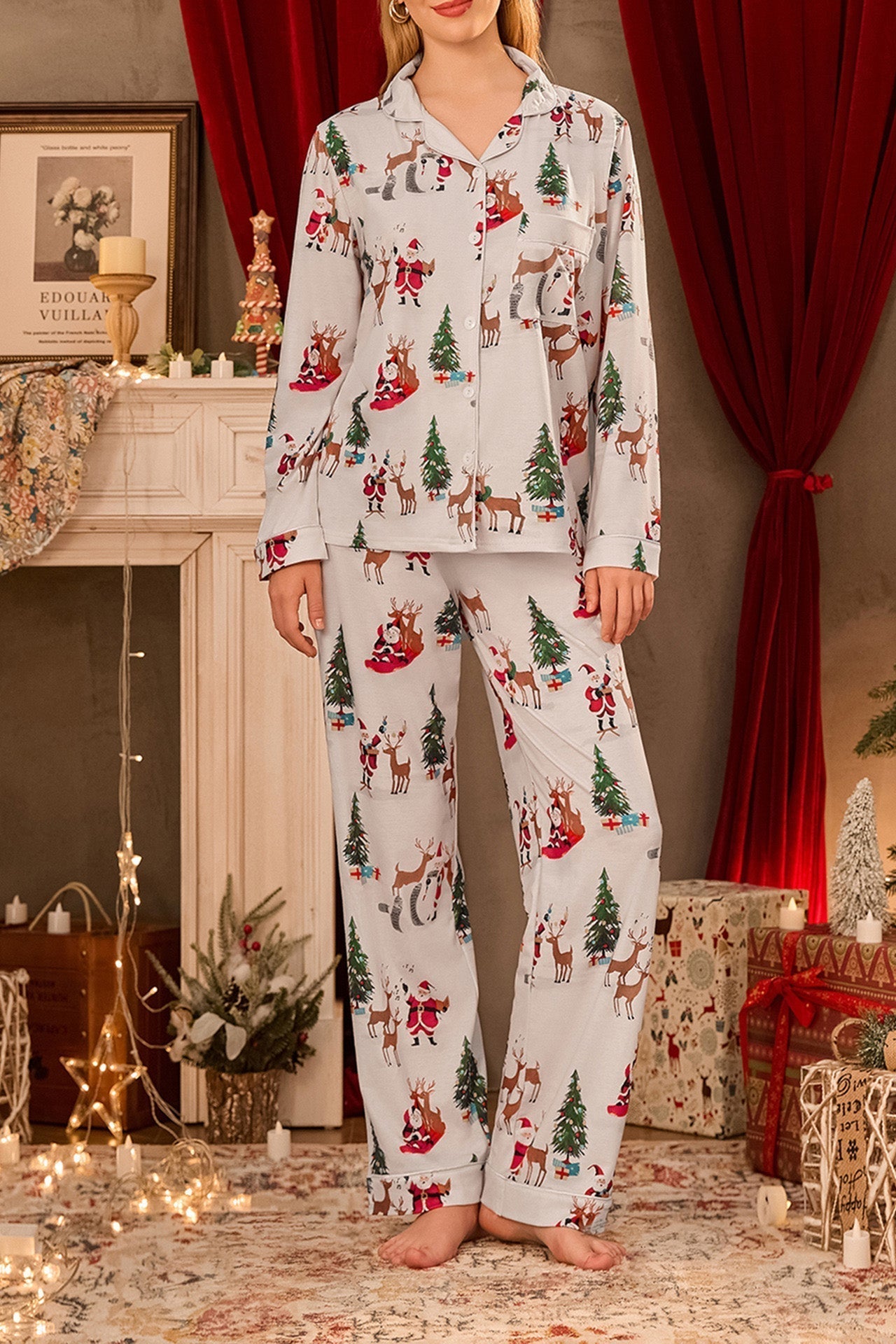 Weihnachts-Pyjama Festlich Rot