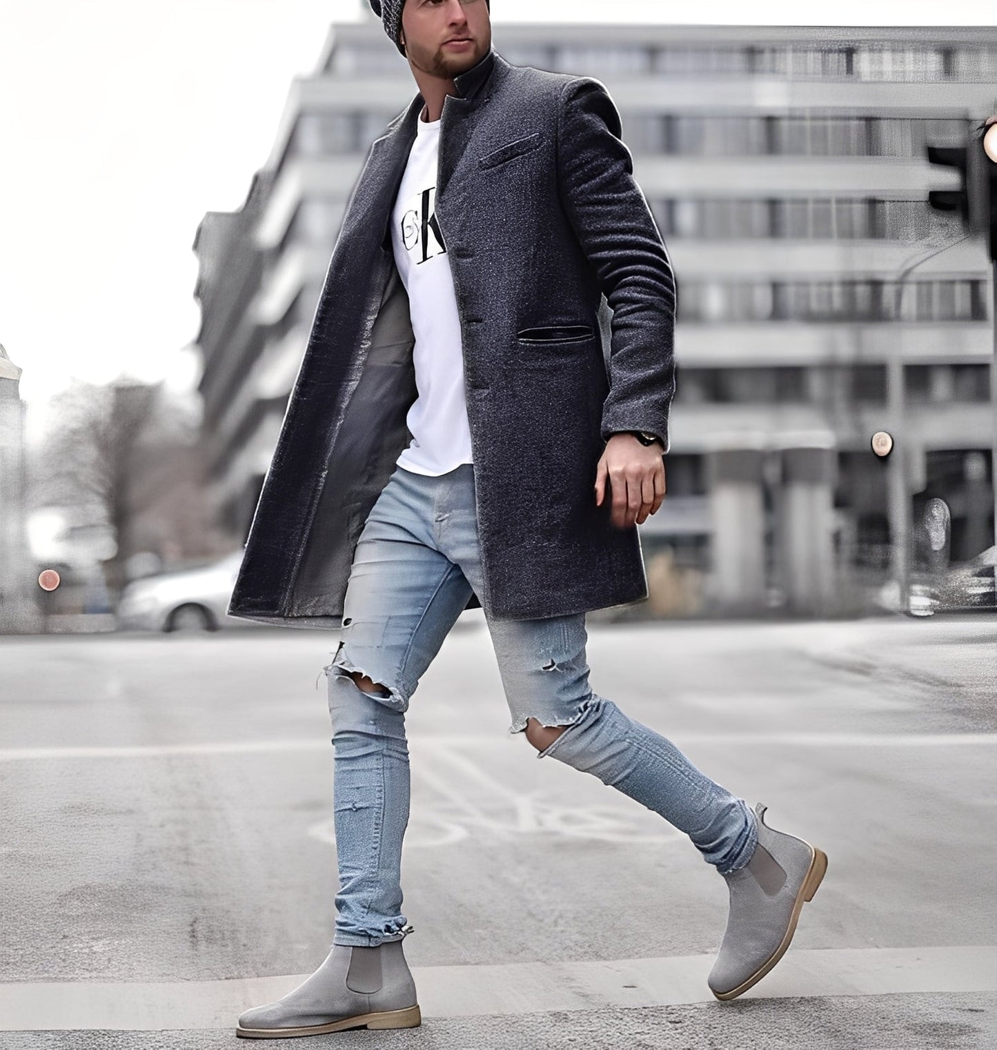 Stylisher Wollmantel Herren Lang