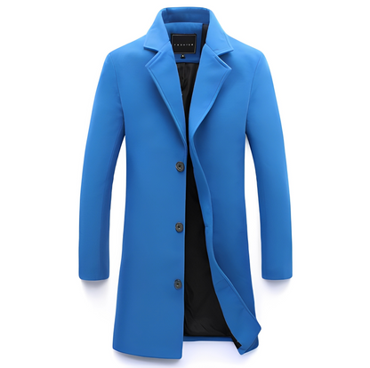 Eleganter Herren Wollmantel Formal Schwarz