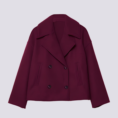 Stylische Damen Wolljacke Kurz Revers