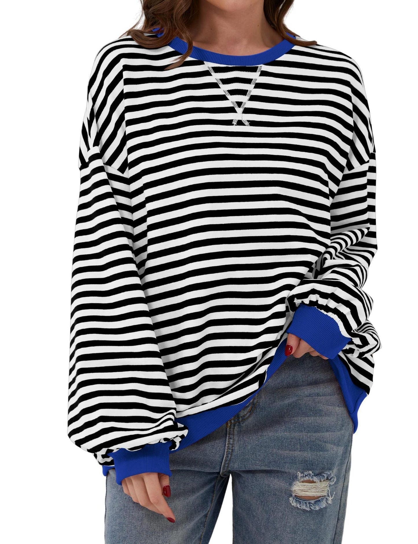 Streifenpullover Damen Elegant Locker