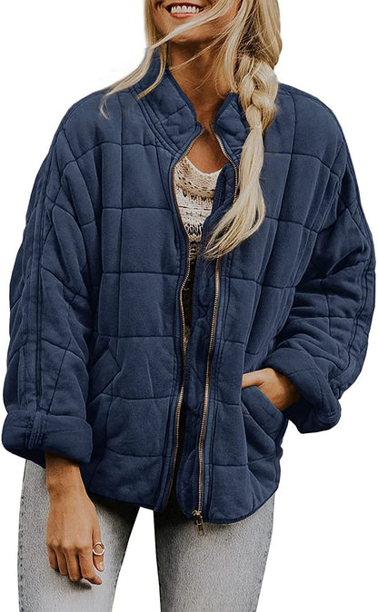 Frauen Winterjacke Plaid Mit Taschen