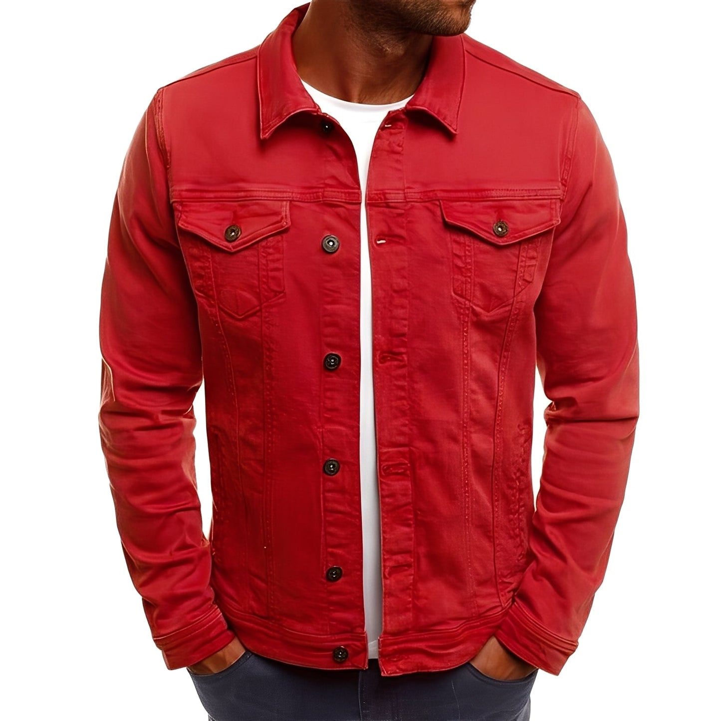 Männer Denimjacke Modern mit Taschen