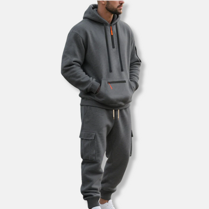 Bequemer Trainingsanzug Kapuzenpullover Cargo-Hose