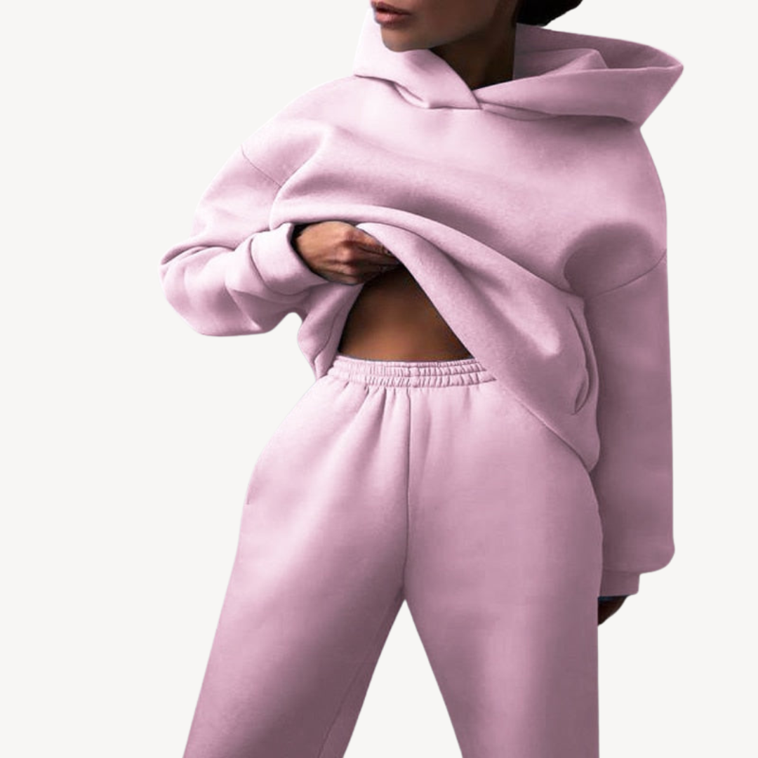 Damenschwarz Hoodie Jogging Set Sportlich