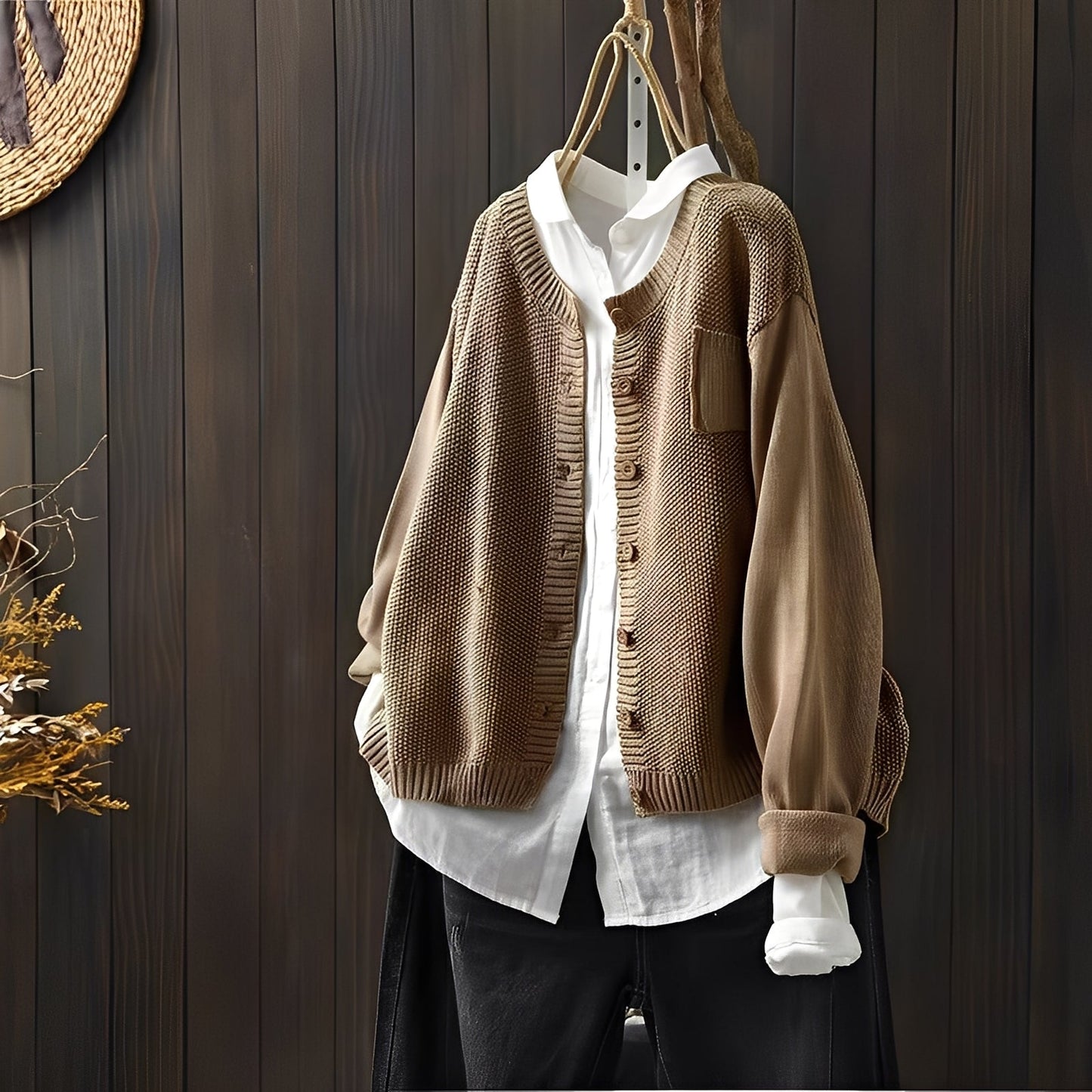 Elegante Strickjacke Damen Klassisch Geschnürt