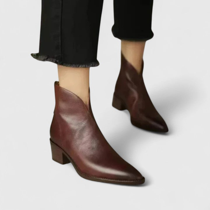 Elegante Stiefeletten Damen Höhe Blockabsatz