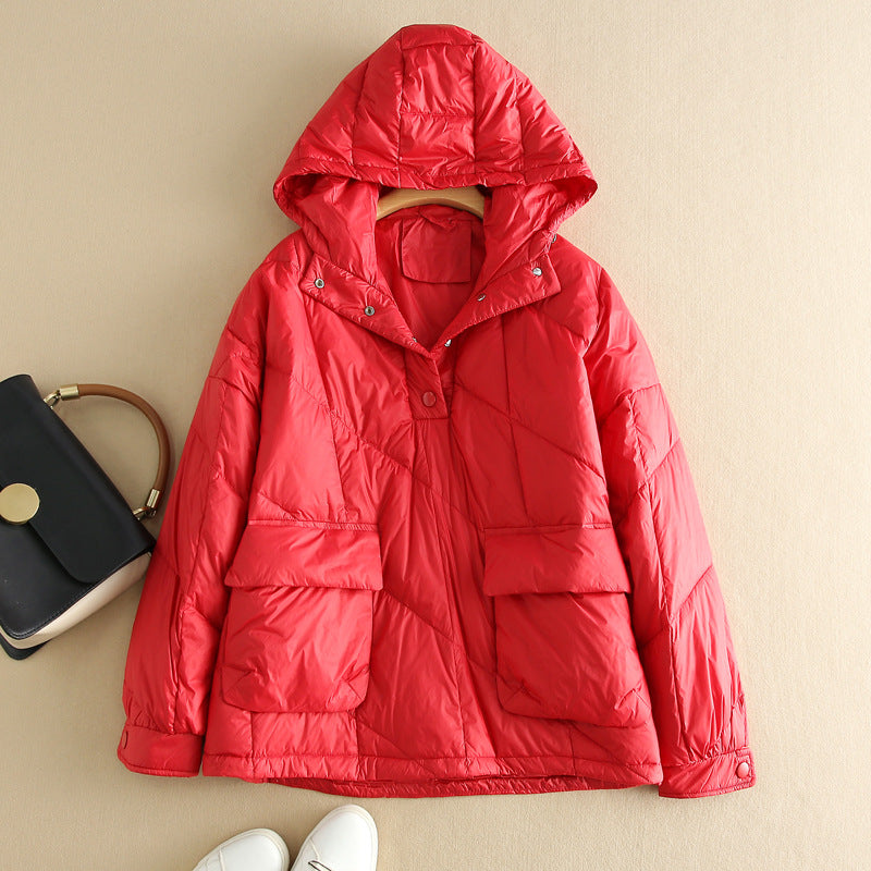 Stylische Daunenjacke Damen Kapuze Farbenfroh