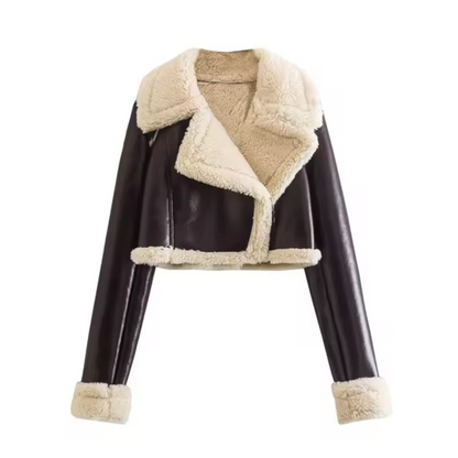 Stylische Lederjacke Damen Kurz
