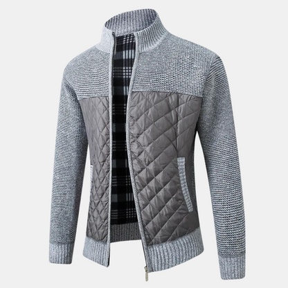Herren Strickjacke Stehkragen Eleganz