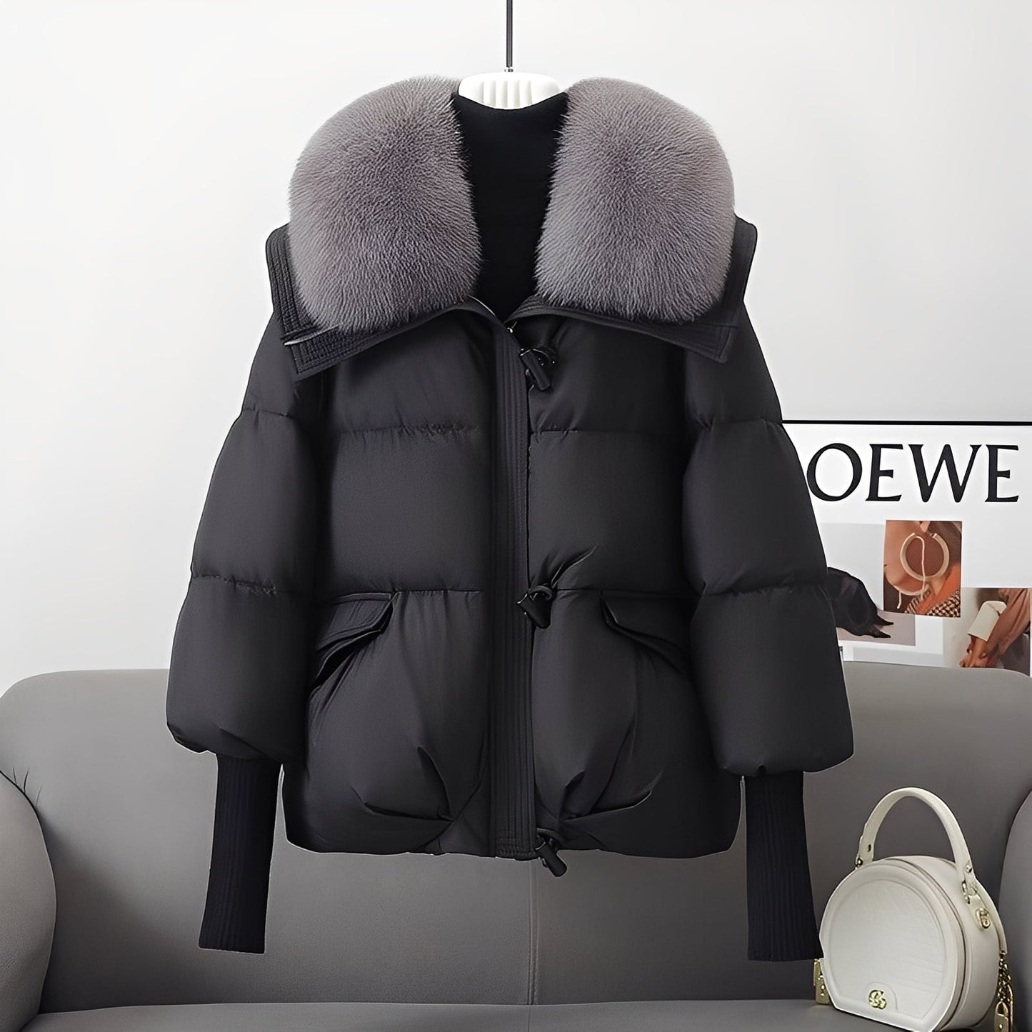 Stilvolle Damenjacke - Warme Daunenjacke mit Pelz