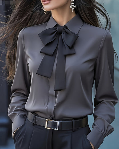Elegante Frauenkleid Schleife Rüschen