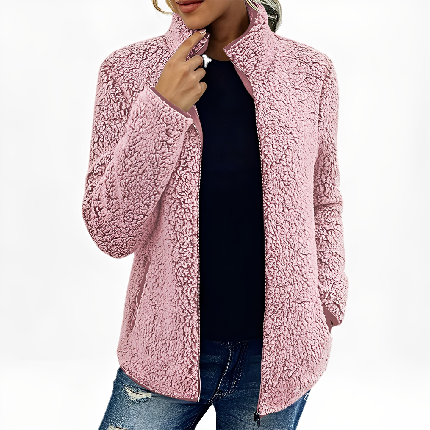 Damen Fleece-Mantel Weich Elegant