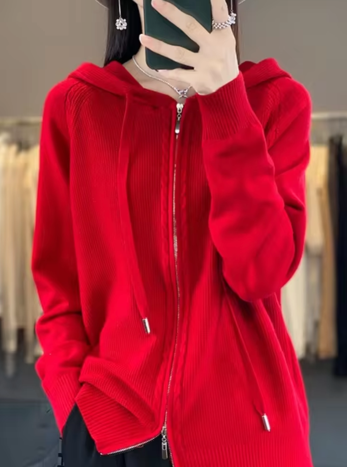 Kuschelige Strickjacke Mit Kapuze