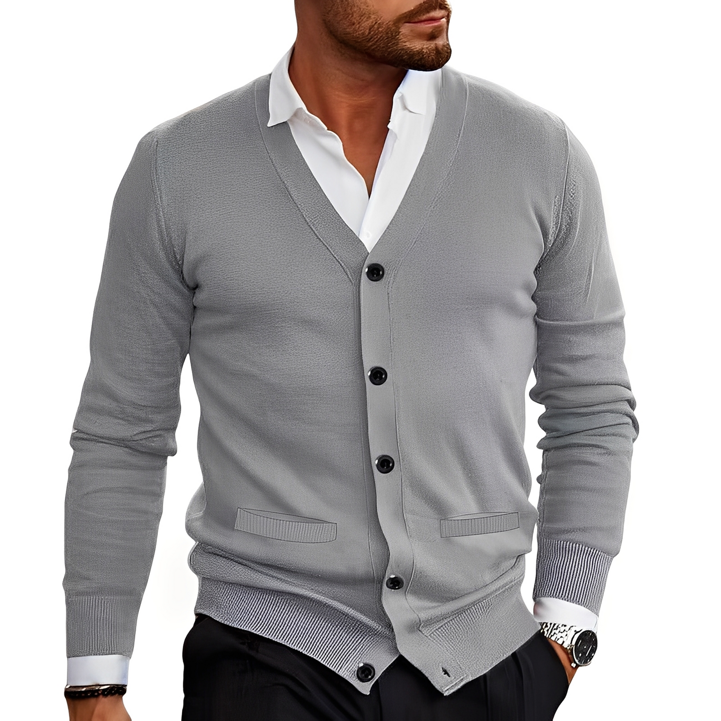 Stylischer Herren Cardigan mit Knöpfen Elegantes Design