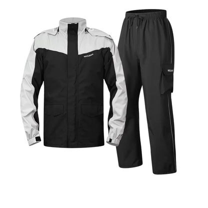 Herren Regenjacke Motorrad Wasserdicht Reflexschwarz