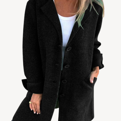 Frauen Langjacke Wollmischung mit Knöpfen