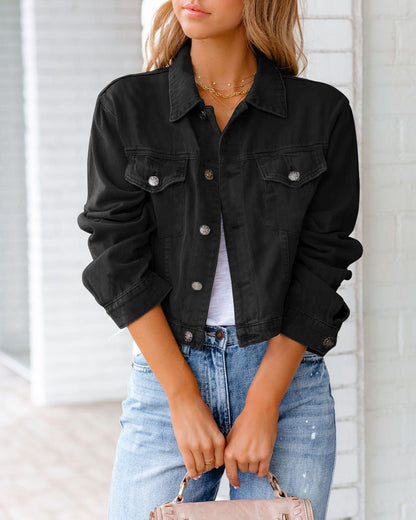 Modische Damenjeansjacke Mit Taschen