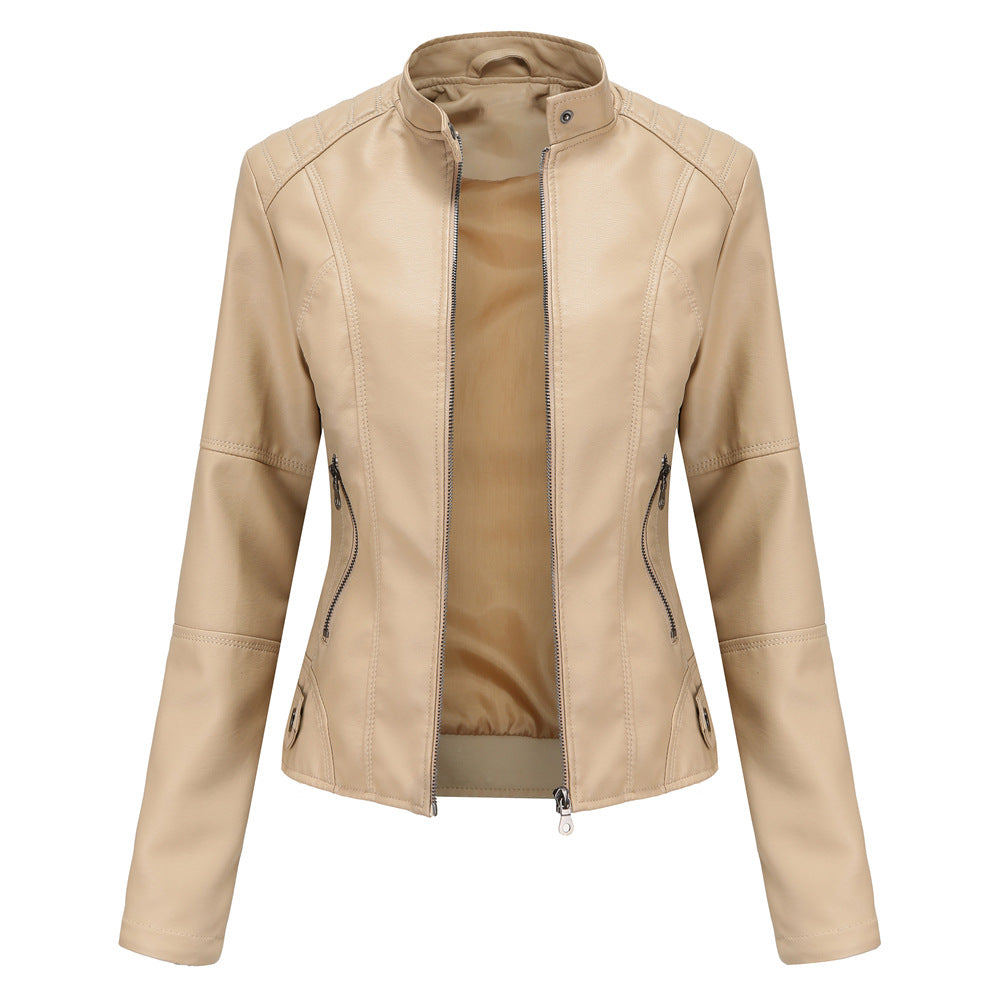Modische Lederjacke Damen Slim Fit