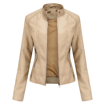 Modische Lederjacke Damen Slim Fit
