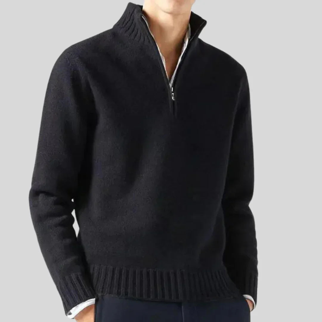 Luxus Herren Pullover Halbzipp Reißverschluss