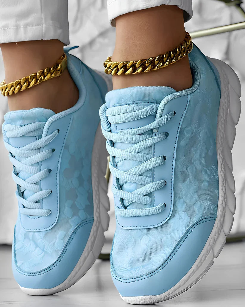 Damen Sneaker Blumenmuster Bequem Atmungsaktiv