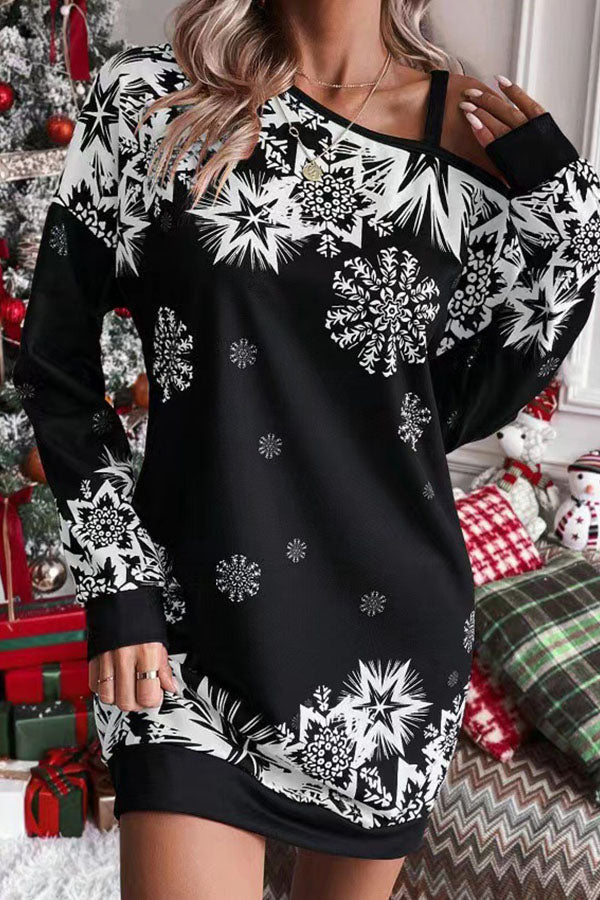 Weihnachtsschneeflocken Sweatkleid Lockere Passform