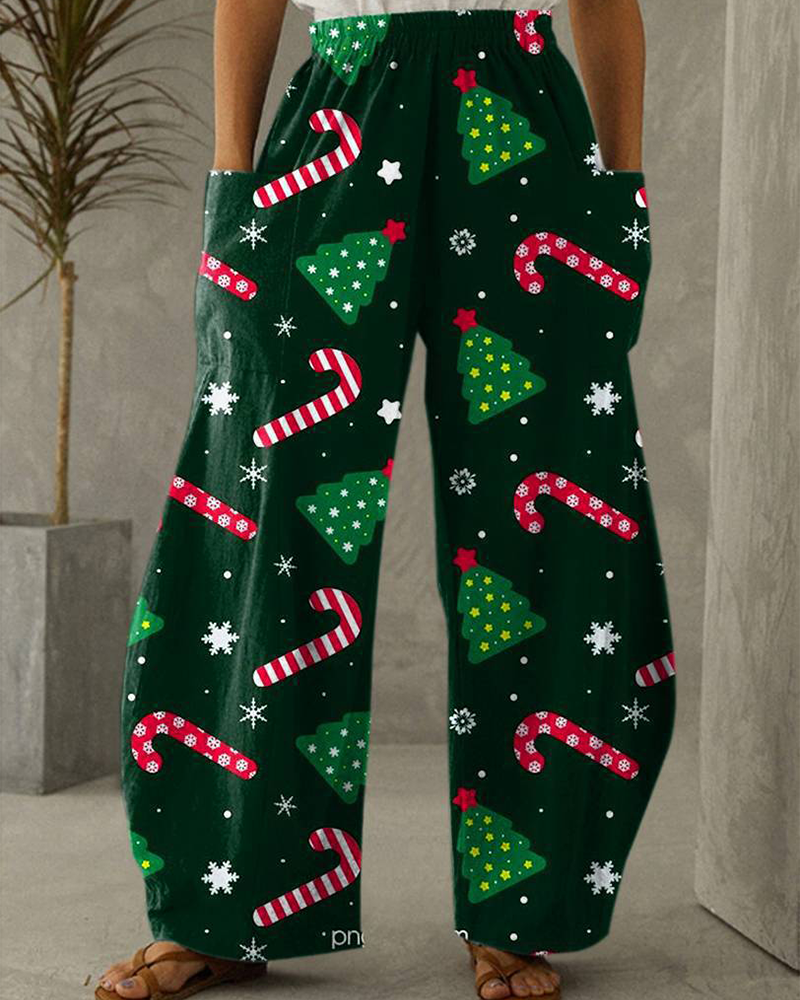 Weihnachtshose Freizeit Hose Mit Festlichem Druck
